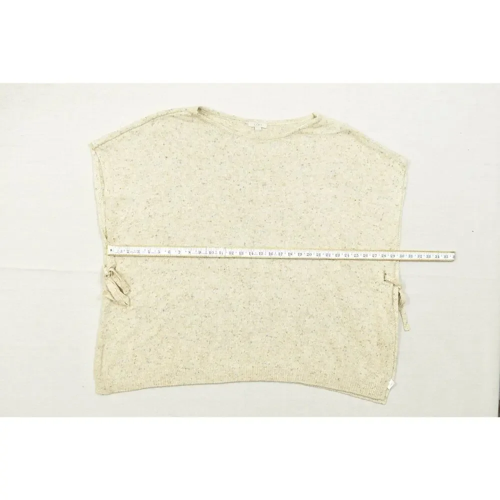 LOFT Women XS/S Beige Flecked Knit Tie Side Short Sleeve Sweater Poncho